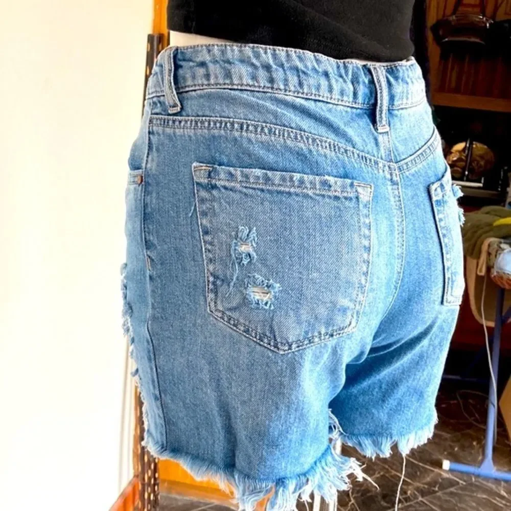 Tricot denim shorts